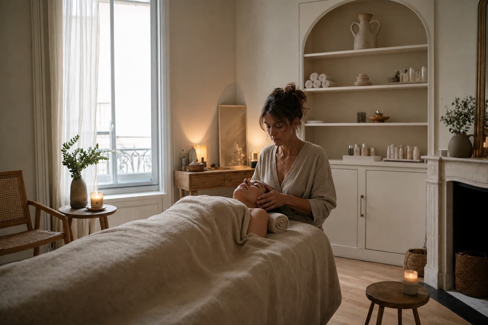 Cabine calme d'un centre de massage